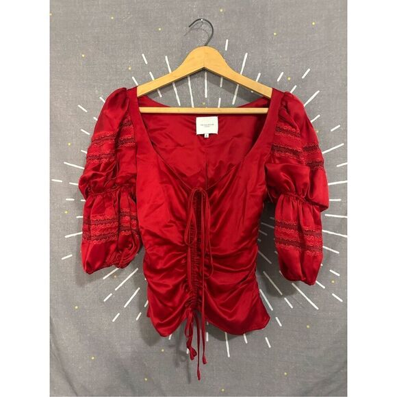 The Collection By Reformation Cherry Red Winchester Top - Picture 4 of 10